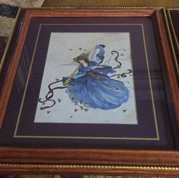 Set of 2 Vintage Framed Watercolor Prints by Peggy Reimel Abrams W/Angels - Picture 11 of 13